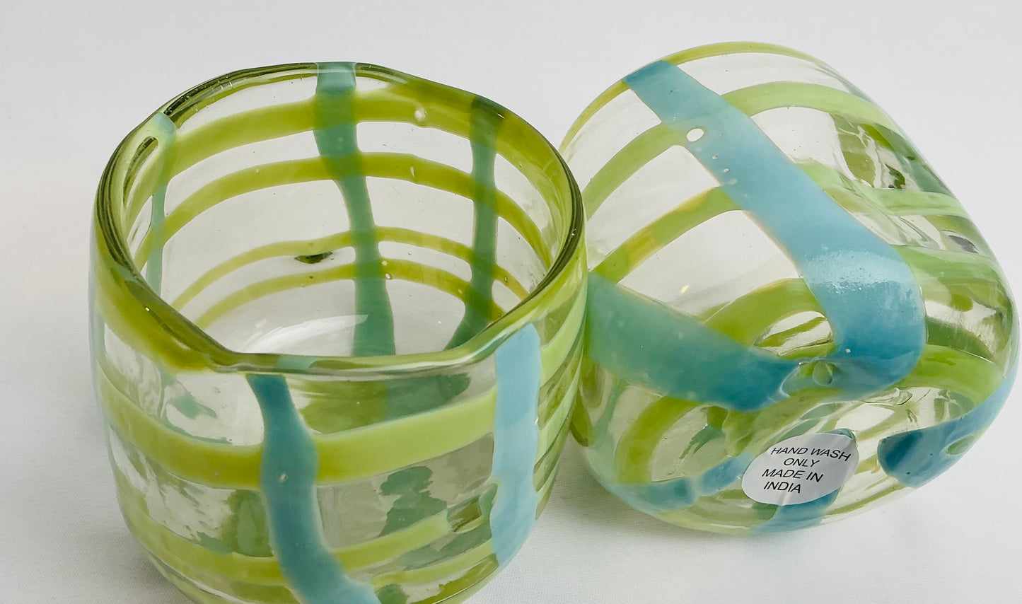 Set of 2 Hand Painted & Hand-Blown / heavy , stylish and durable tumblers, Made in India