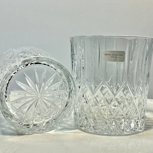 Royal Doulton London Collection Set of 2 Crystal Lowball Whiskey Tumblers