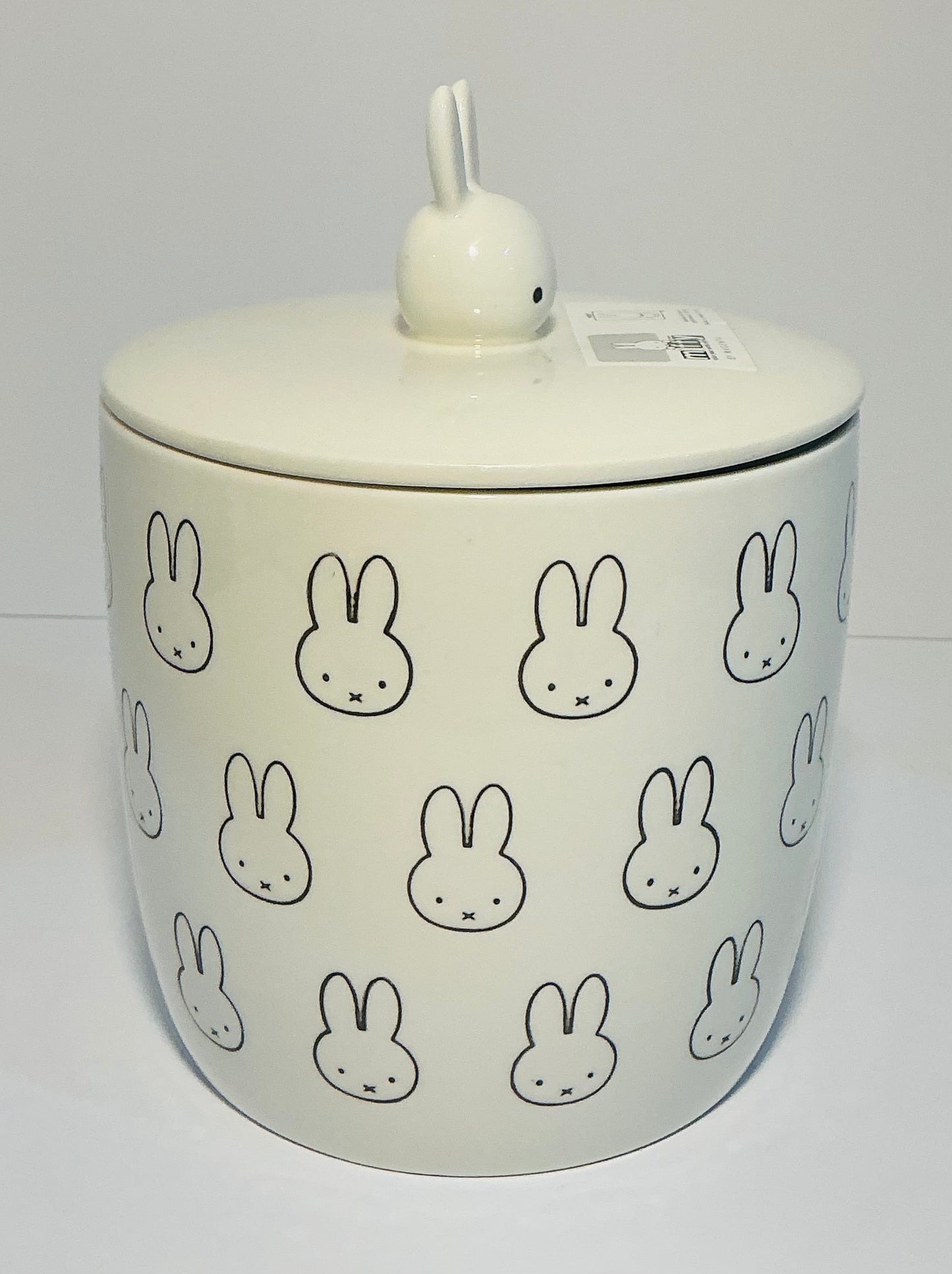 MIFFY By Magenta White and Gray Ceramics Bunny faces 4” Mug with lid , 16oz