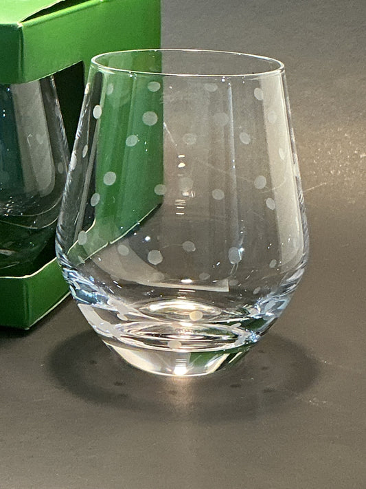 Lenox Kate Spade Larabee Dot Stemless Wine Glasses 12oz