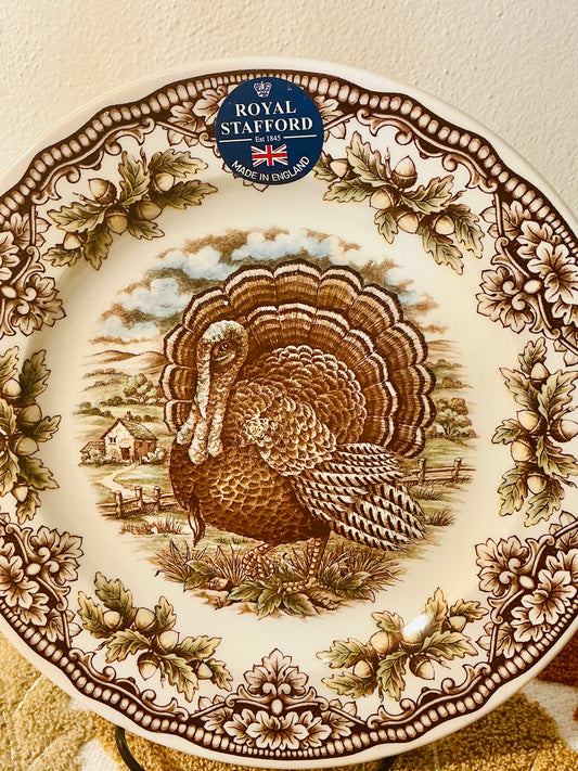 Royal Stafford Homeland Turkey Salad Plate 8 1/4- Discontinued Victorian English Pottery