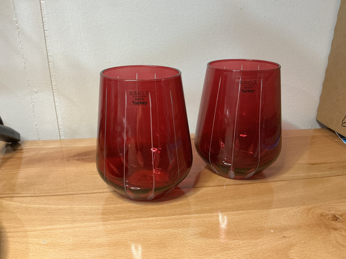 Rakle Tumbler Red with White Stripes 9.oz Set of 2