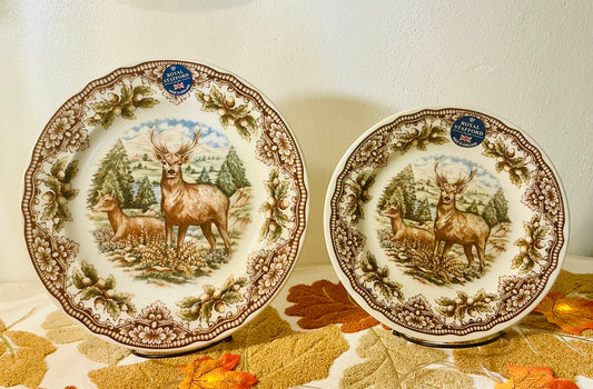 Royal Stafford Homeland Stag Deer Dinner Plate 11" - Discontinued Victorian English Pottery