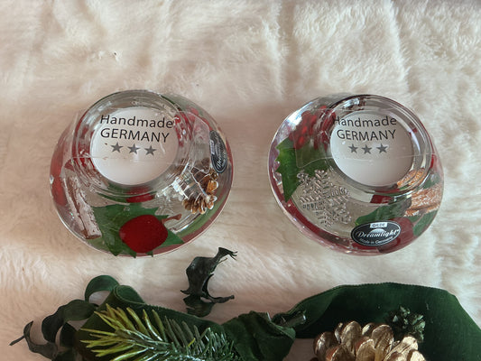 Gilde Dreamlight Glass Tea Light Candle Holder 3.5” Made In Germany Set Of 2