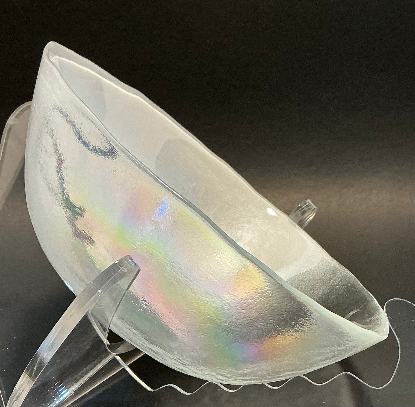 Akcam Iridescent Glass Set of 3 includes a 10” 8” plates and a 6” bowl, which are handmade in Turkey known with their shimmering opal-like finish that changes color with light.