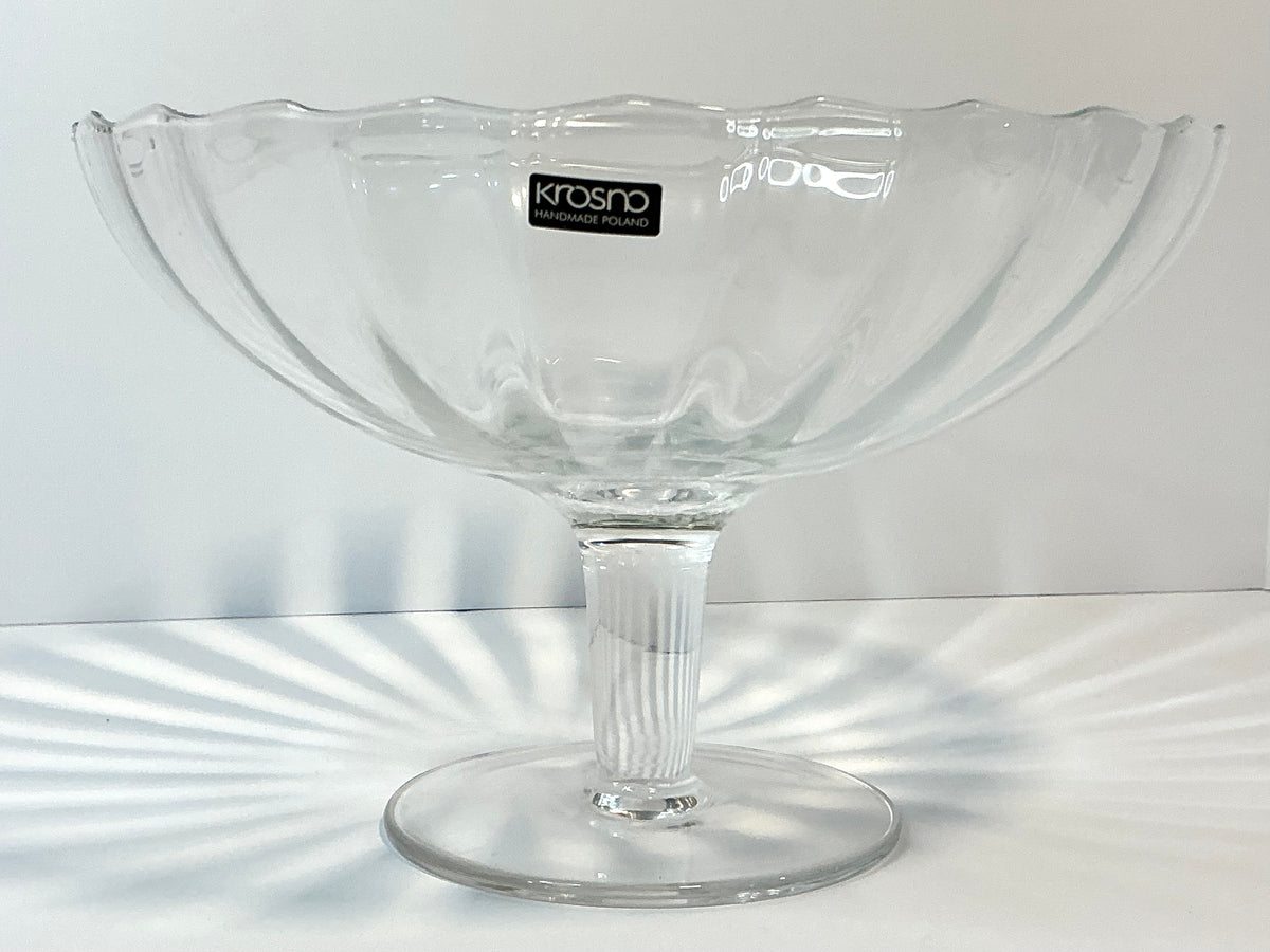Krosno Hand blown Centerpiece Bowl, 9”x6” Made in Poland