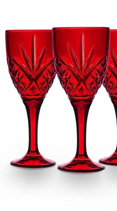 Godinger Dublin Crystal wine goblet set of 2 Ruby Red 10oz