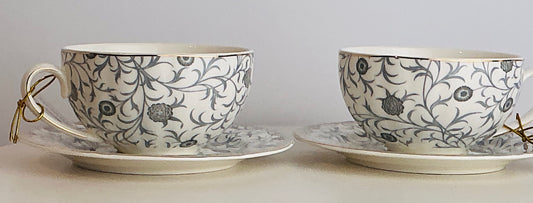 Morris & Co Premium Porcelain Tea Cup & Saucer – Set of 2