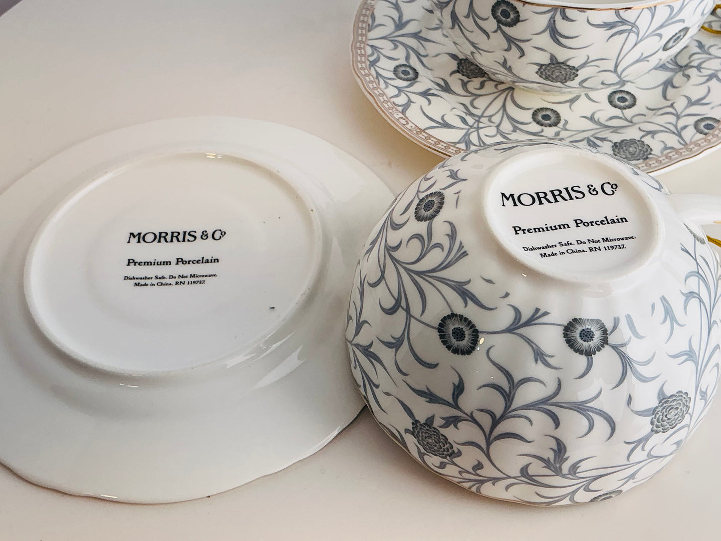 Morris & Co Premium Porcelain Tea Cup & Saucer – Set of 2