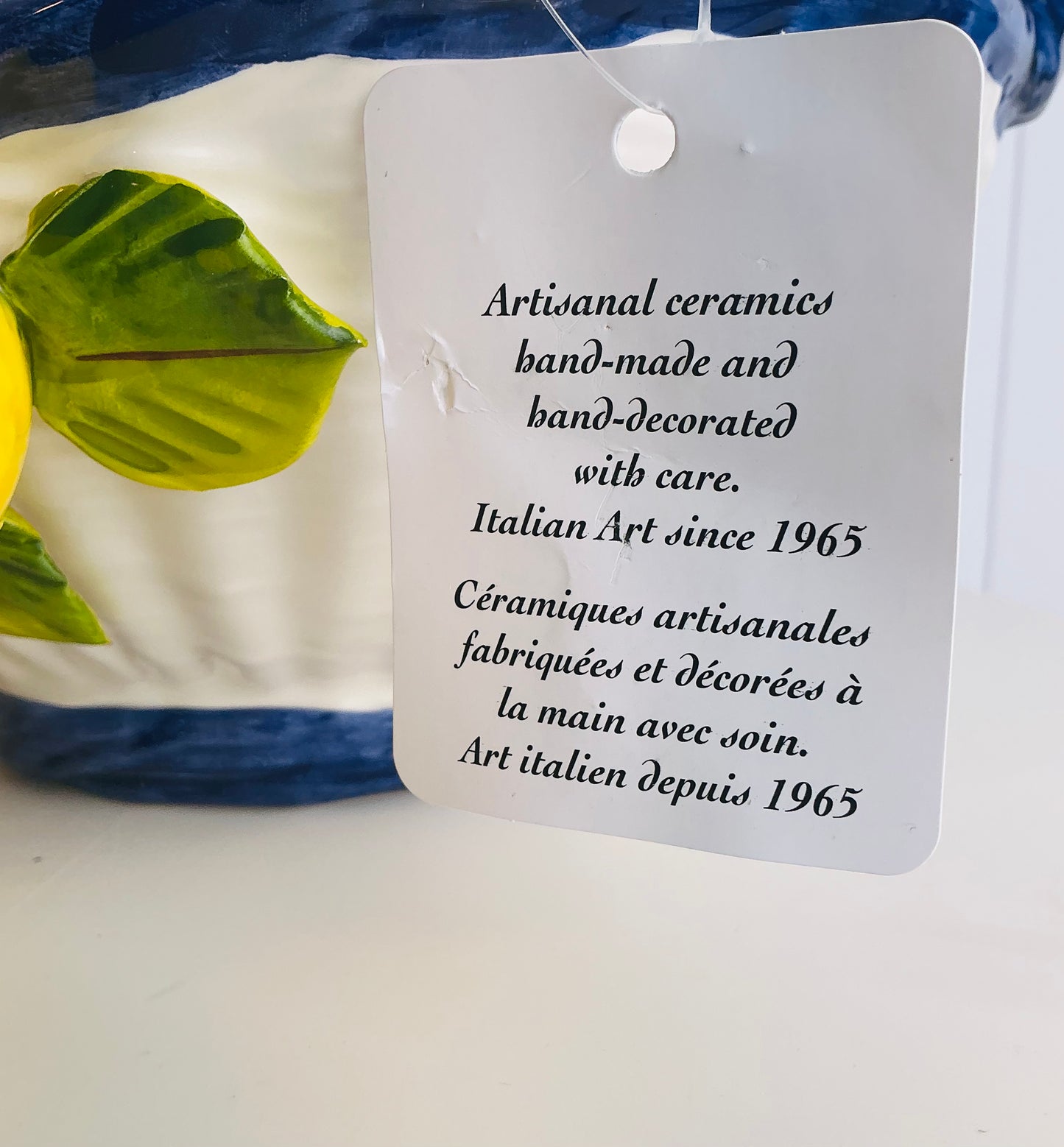 Ceramiche D'arte F.L. Orgia – Italian Ceramic Lemon Basket with Rope Handles