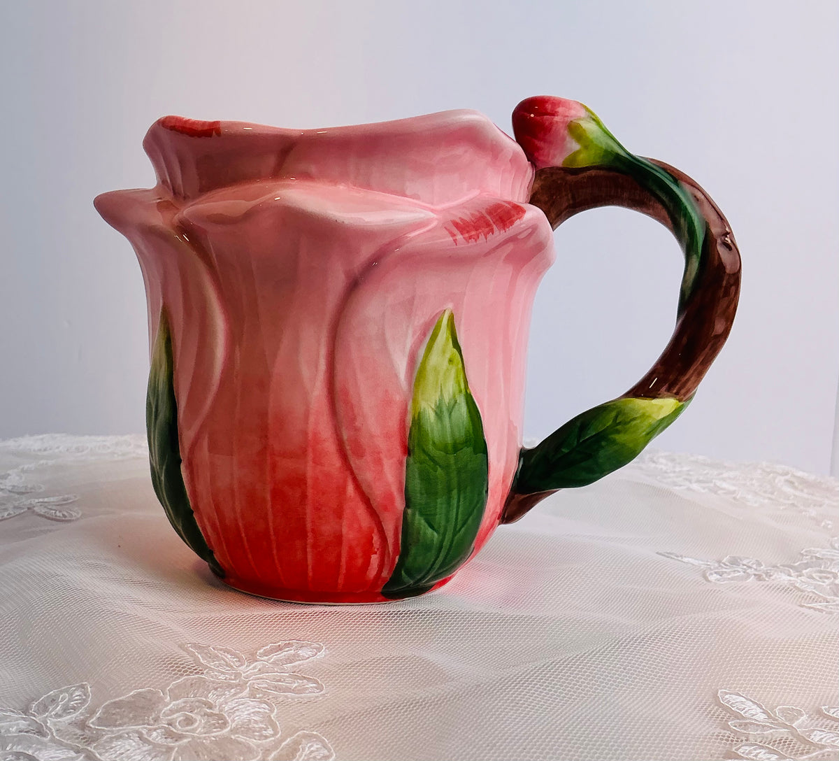 CornerRuby Garden Collection Handcrafted Flower Mug & Teacup Set