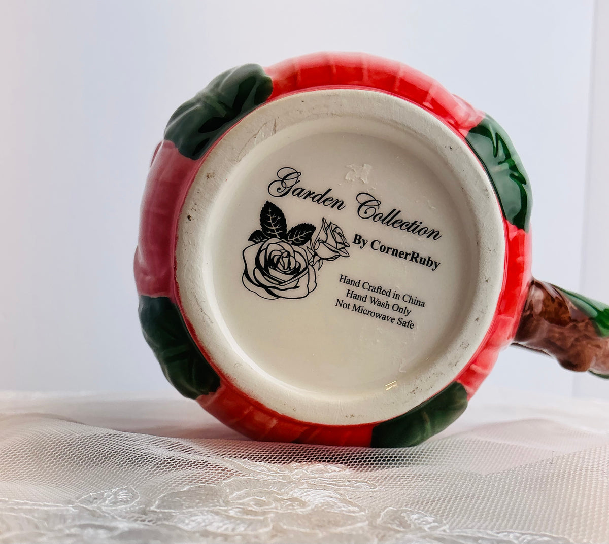 CornerRuby Garden Collection Handcrafted Flower Mug & Teacup Set