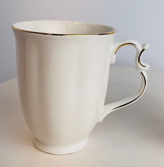 Grace Teaware Fine Porcelain Mug Set of 2 – White with Gold Rim