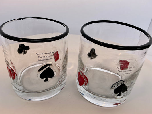 Anthropologie Dupe Poker Cocktail Glasses with Black Rim set of 2