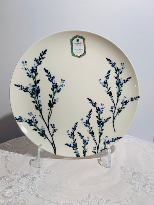 Intesa Home Blue Botanical Handcrafted Porcelain Dinnerware Collection | Plates, Bowl & Platters