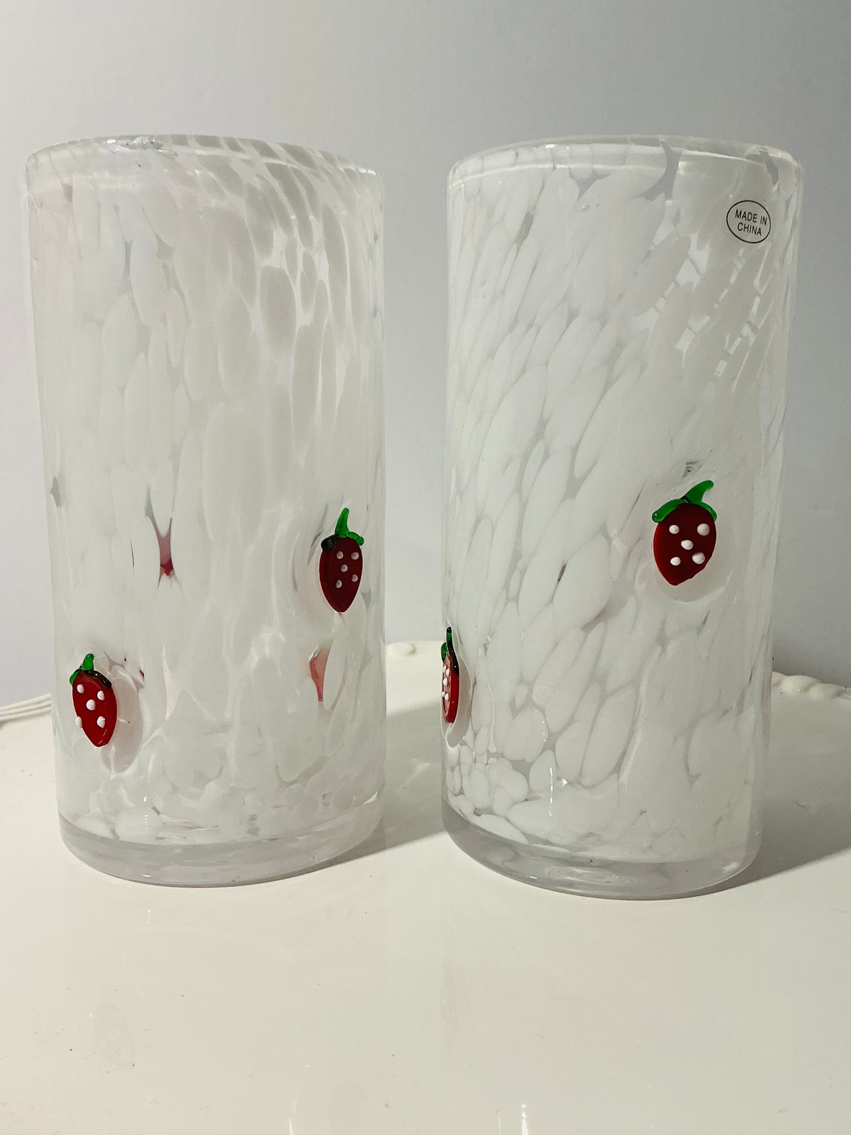 Everything Fab Bubble Glass Highball Glasses Set of 2 – Vintage Aesthetic Lips, Bows or Strawberry Design