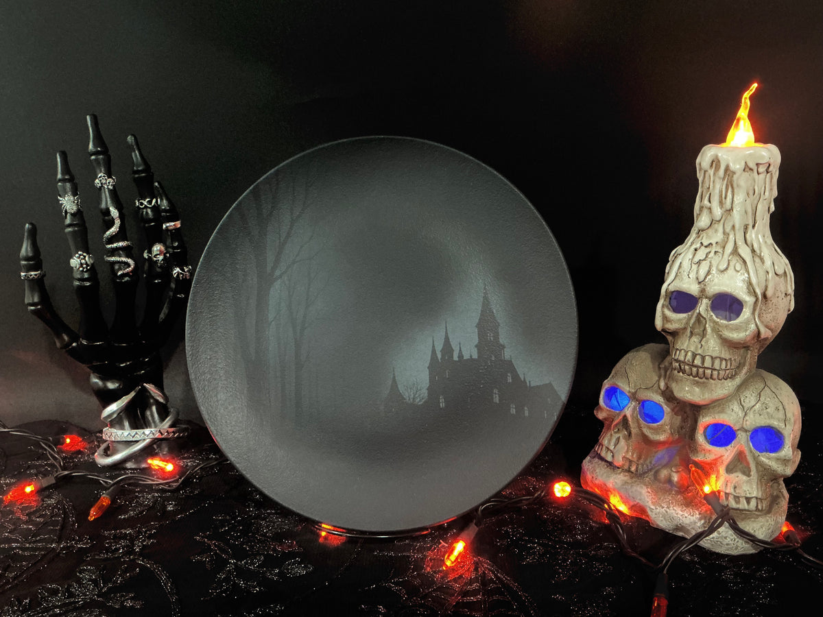 Mesa Brasil Halloween Haunted Castle Matte Black Dinnerware | Choose Your Style