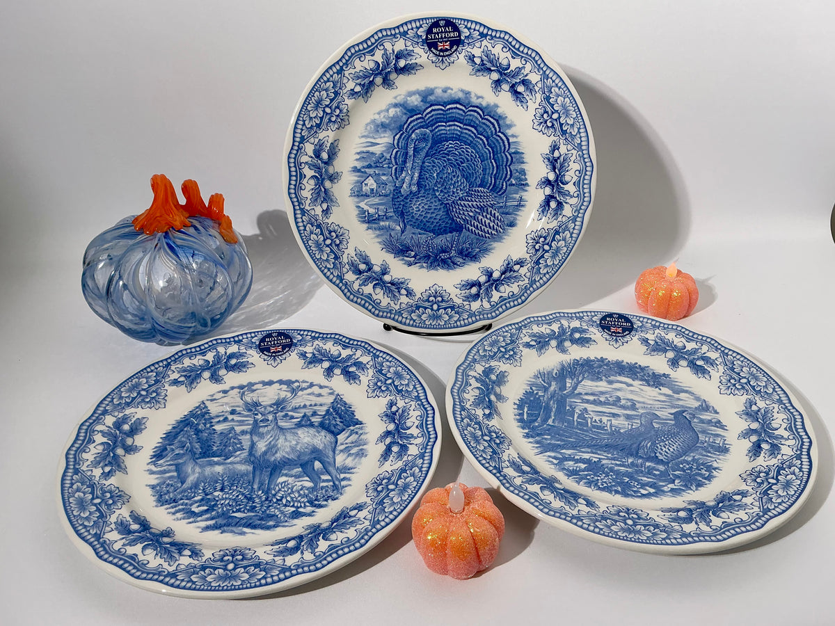 Royal Stafford Blue Thanksgiving Dinner Plate 10¾" – Choose Your Design – Made in England