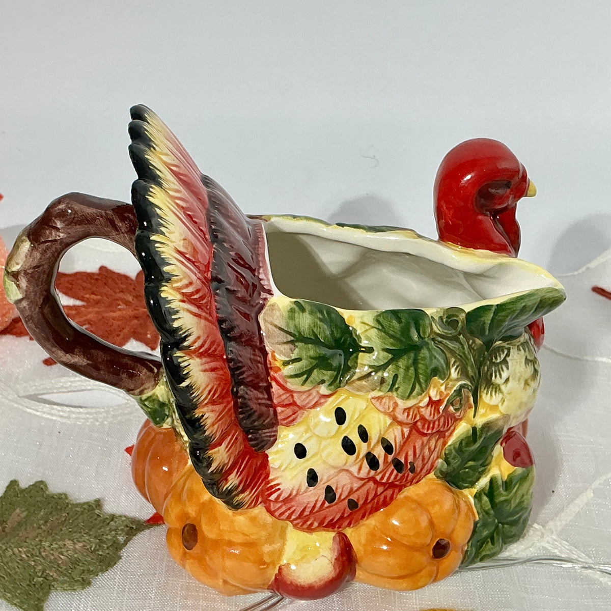 Heritage Harvest Turkey Creamer, Sugar Bowl & Salt Shaker Set – Thanksgiving Ceramic Tableware