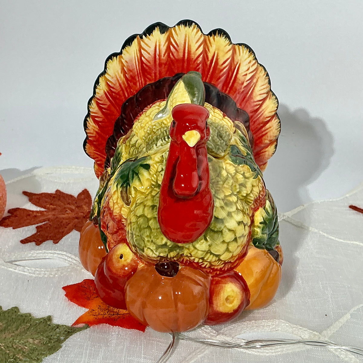 Heritage Harvest Turkey Creamer, Sugar Bowl & Salt Shaker Set – Thanksgiving Ceramic Tableware
