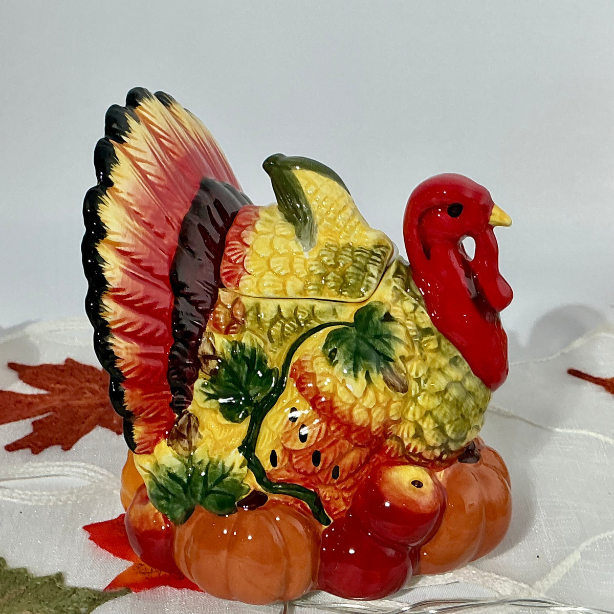 Heritage Harvest Turkey Creamer, Sugar Bowl & Salt Shaker Set – Thanksgiving Ceramic Tableware