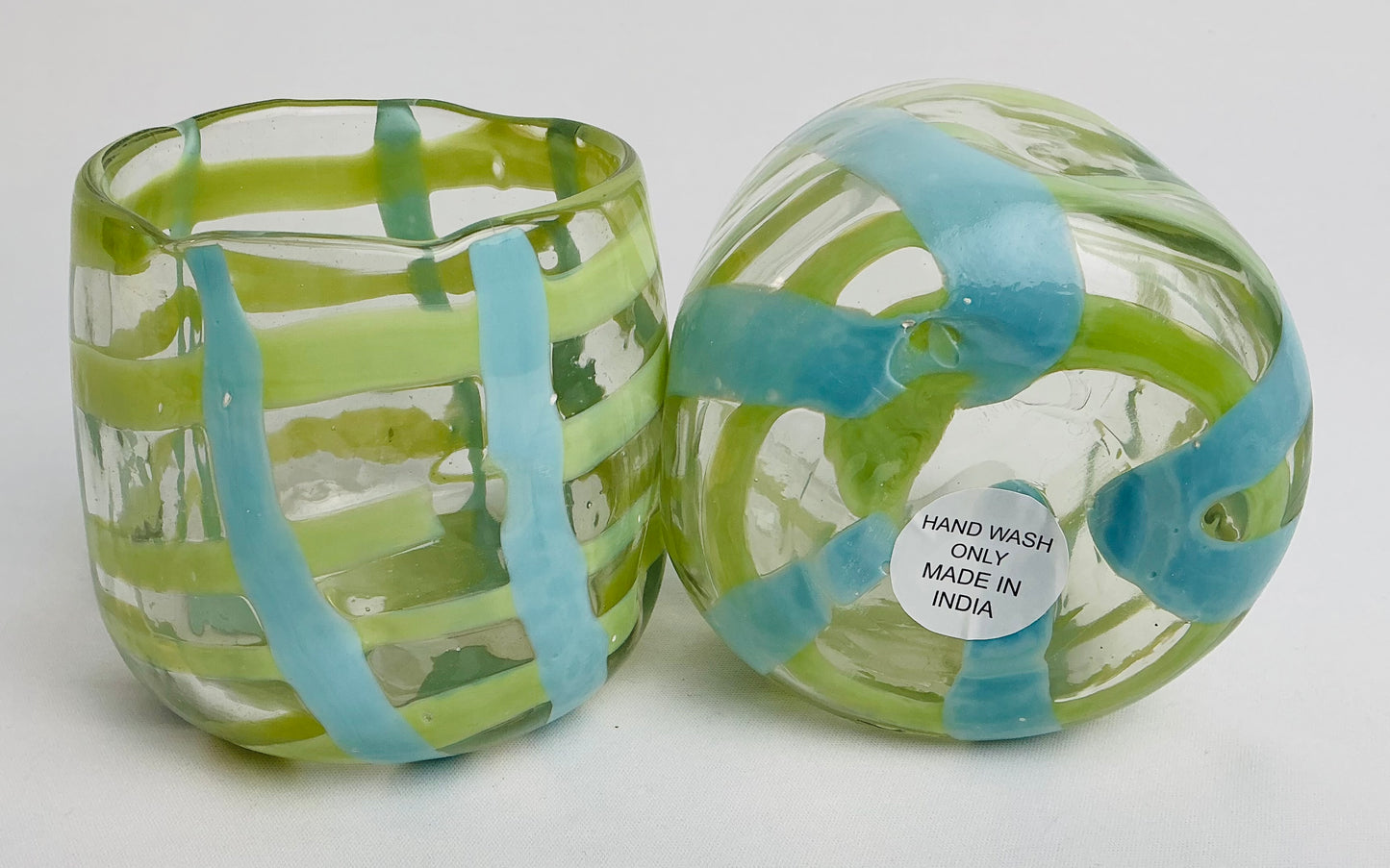 Set of 2 Hand Painted & Hand-Blown / heavy , stylish and durable tumblers, Made in India