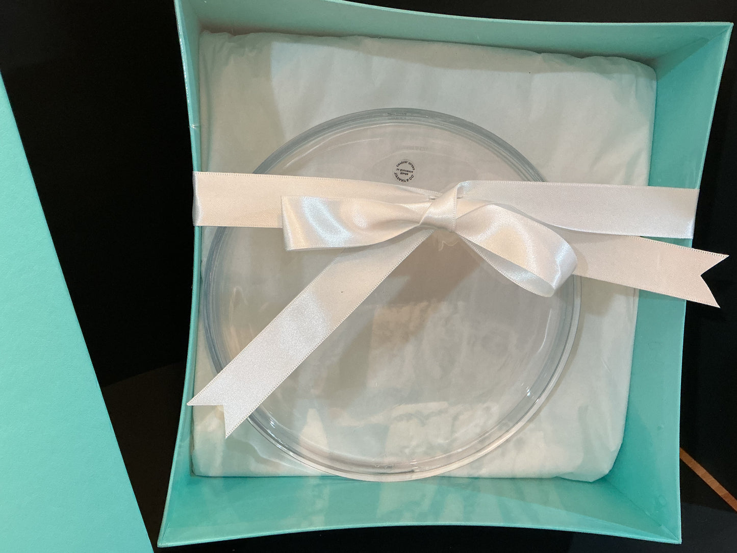 Tiffany & Co. Authentic 8” Round Crystal Platter with Lip-Clear Lead Crystal- Gift Ready