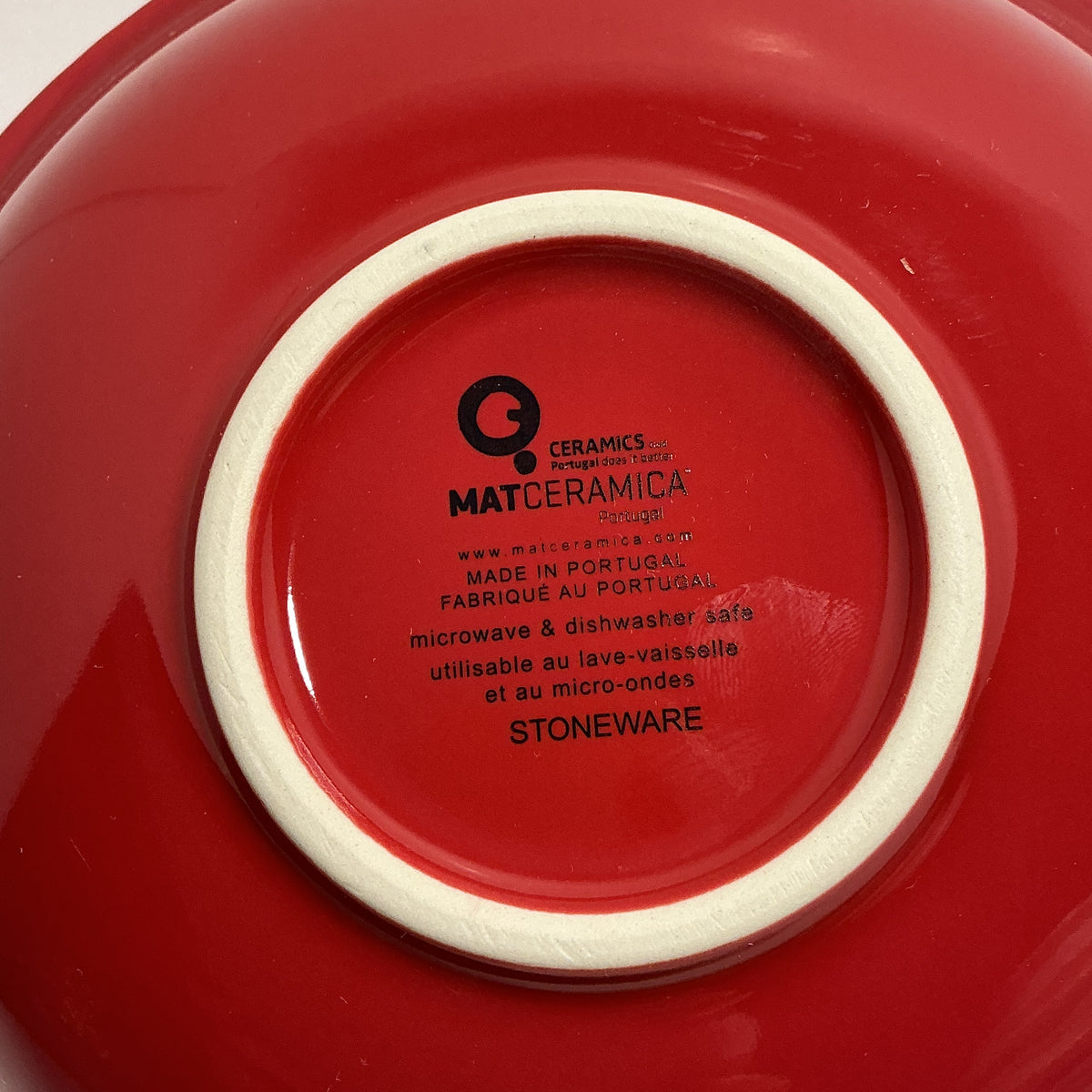 Matceramica Portugal Red Salad/soup Bowl 8” Ceramic Beaded Edge Made in Portugal