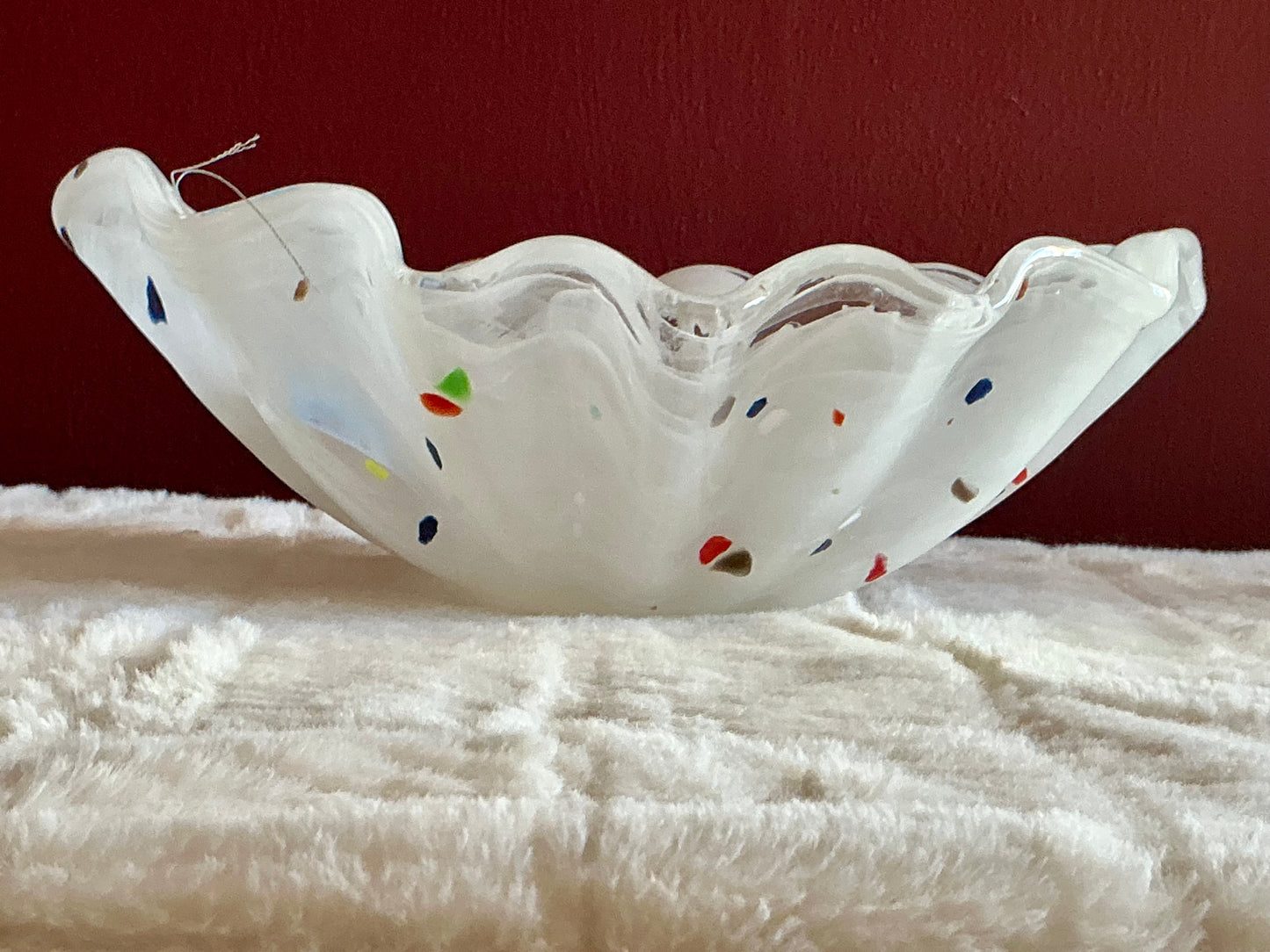 Confetti Hand Blown Glass Bowl Blue Red Green White Murano Italy