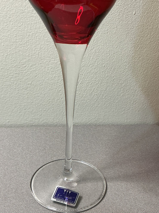 Le Stella Crystal Design Fluted Champagne glass 8 oz red