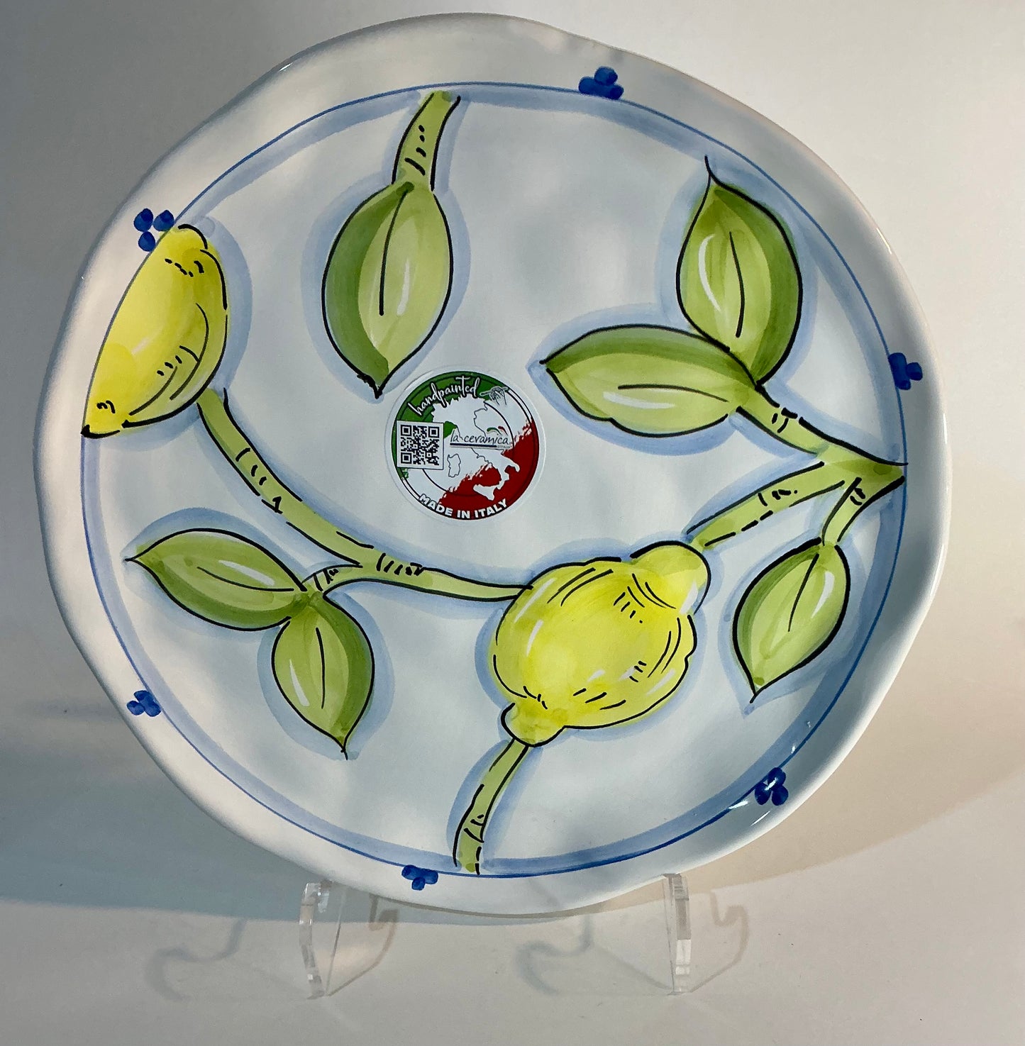 Ceramisia Dinner Plate with Lemon Design 10.5” made in Italy