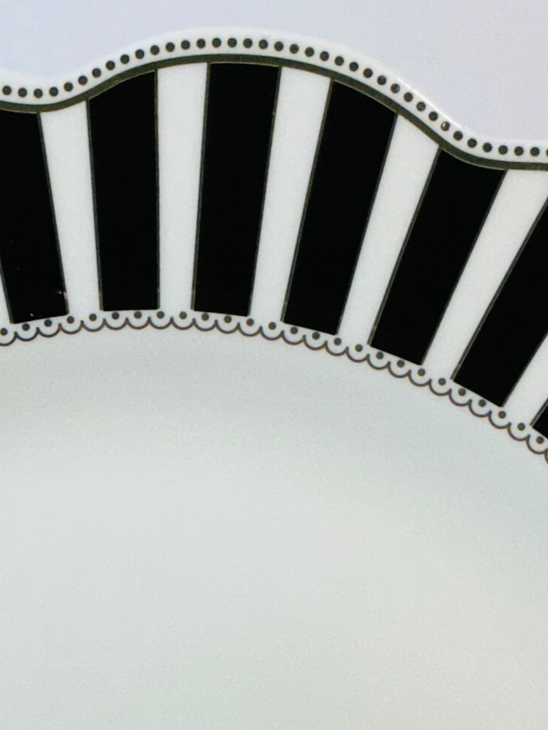 Grace’s Teaware Black & white Josephine Striped & Dots Collection, Set of 2 Plates ( 11” & 9”)