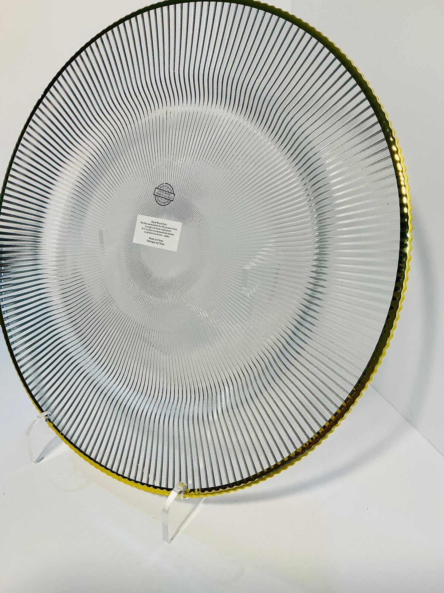 Clear Textured Glass Charger Plate w/ Gold Rim 13” multi use, make a perfect gift