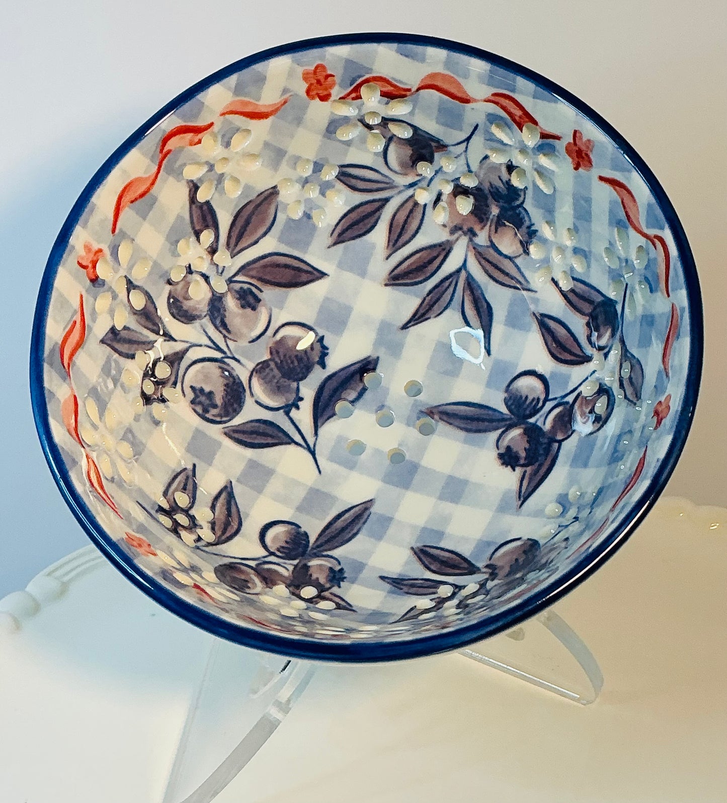 Prima Design Blue Patterned Berry Bowl 6”x3.5”