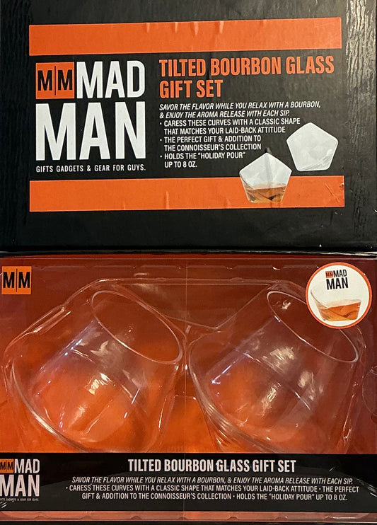 Mad Man Titled Bourbon Glass Gift Set - Set of 2, 8 oz Whiskey Glasses