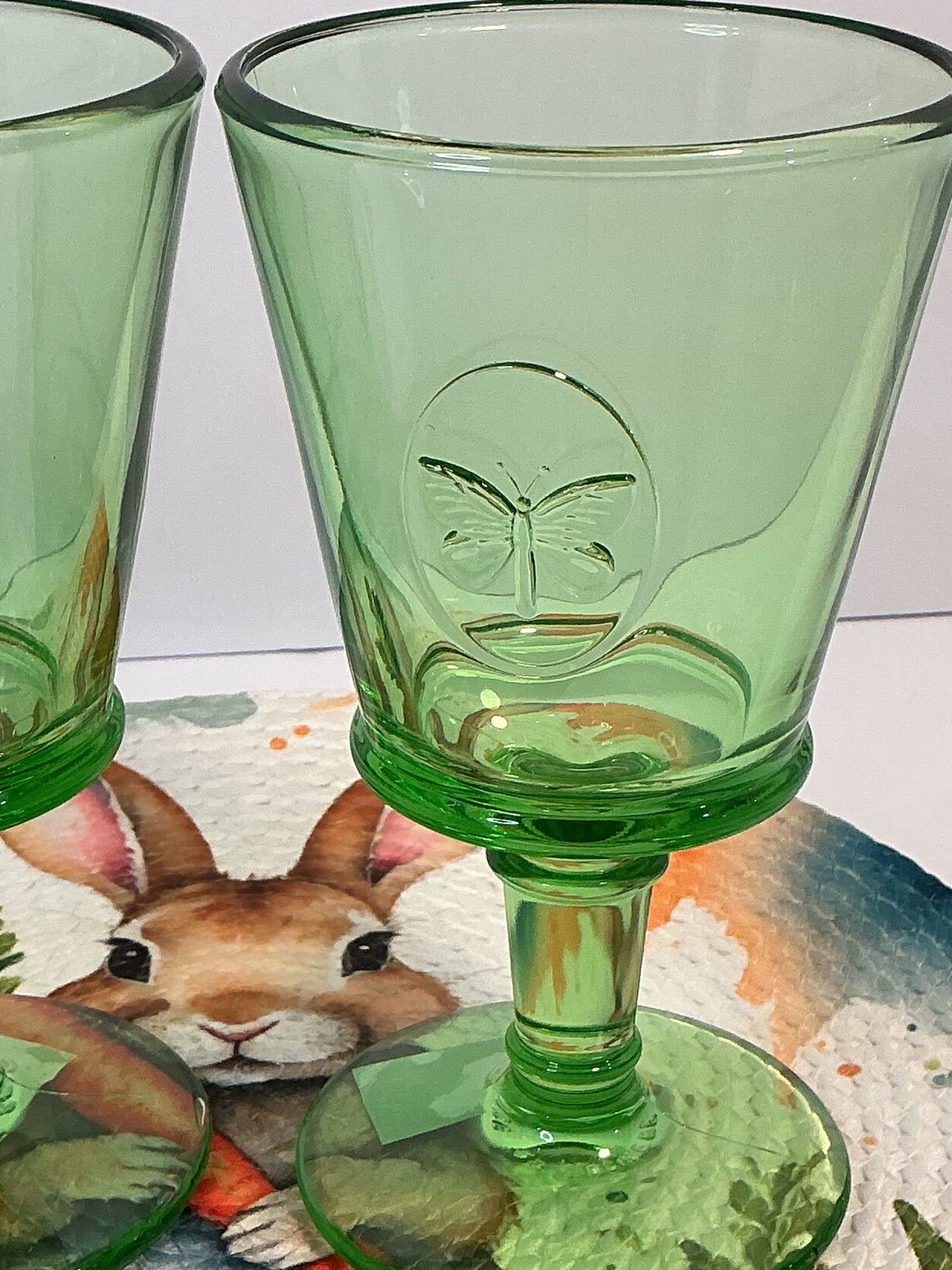La Rochère Papillon (butterfly) Mint Green available in Wine OR Tumbler Made in France