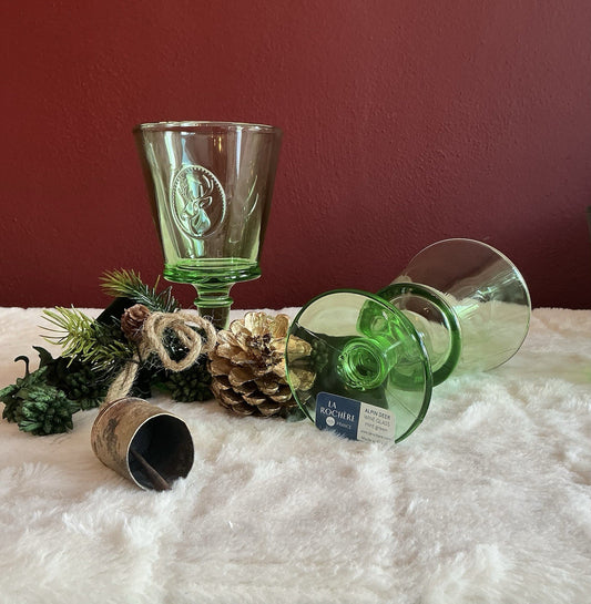 La Rochère Deer Collection Wine Glass Mint Green