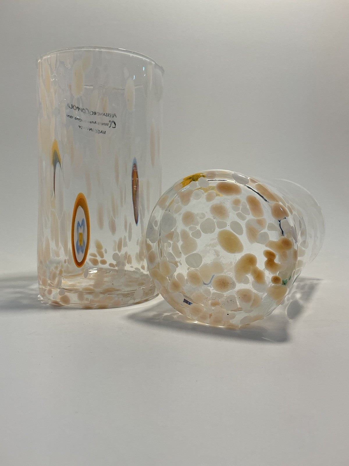 Set of 2 Arte Di Murano Multicolors Tumblers by Alessandro Coppola 16oz