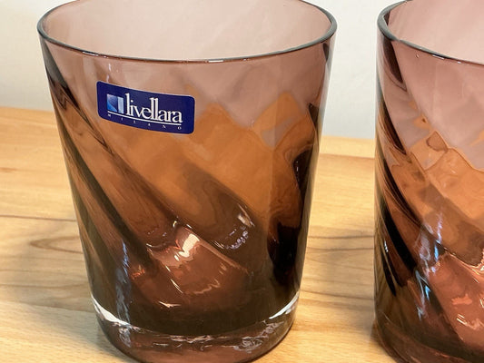 ￼Levellara Tumbler Glass Set of 2 Brown. Made In Italy