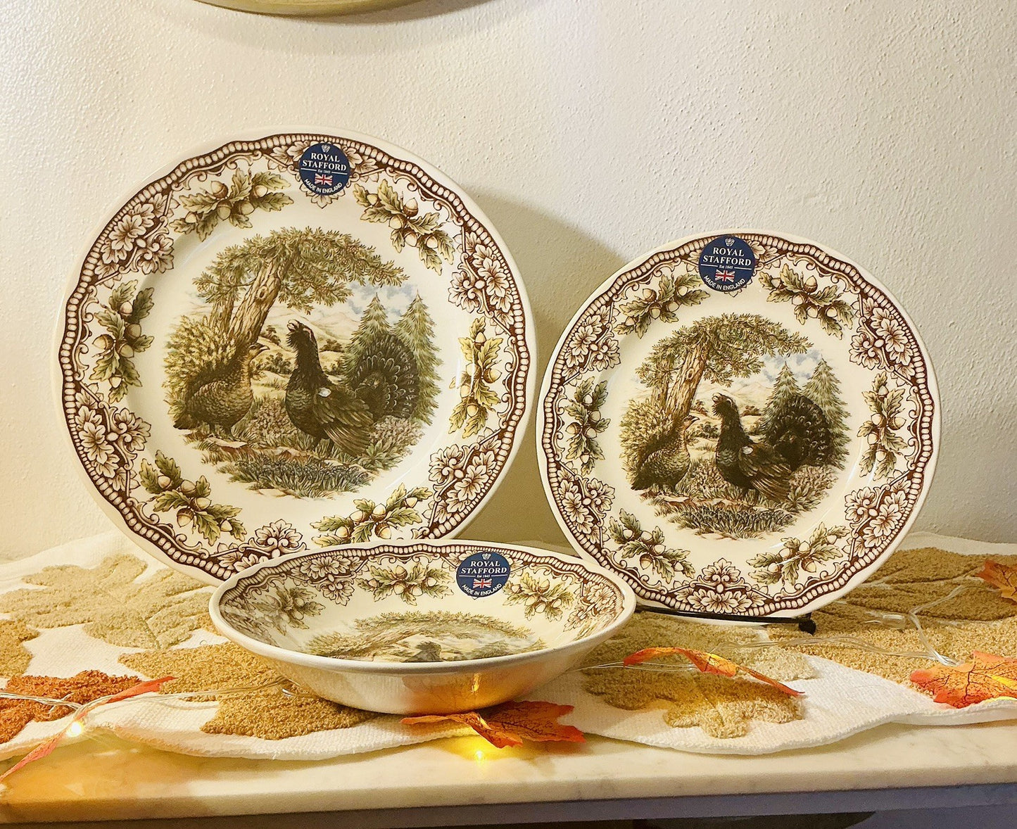 Royal Stafford Homeland Capercaillie Bowl 7.5" - Disc Victorian English Pottery