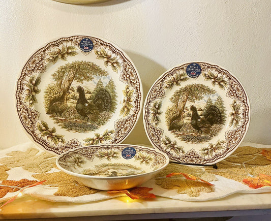 Royal Stafford Homeland Capercaillie Bowl 7.5" - Disc Victorian English Pottery
