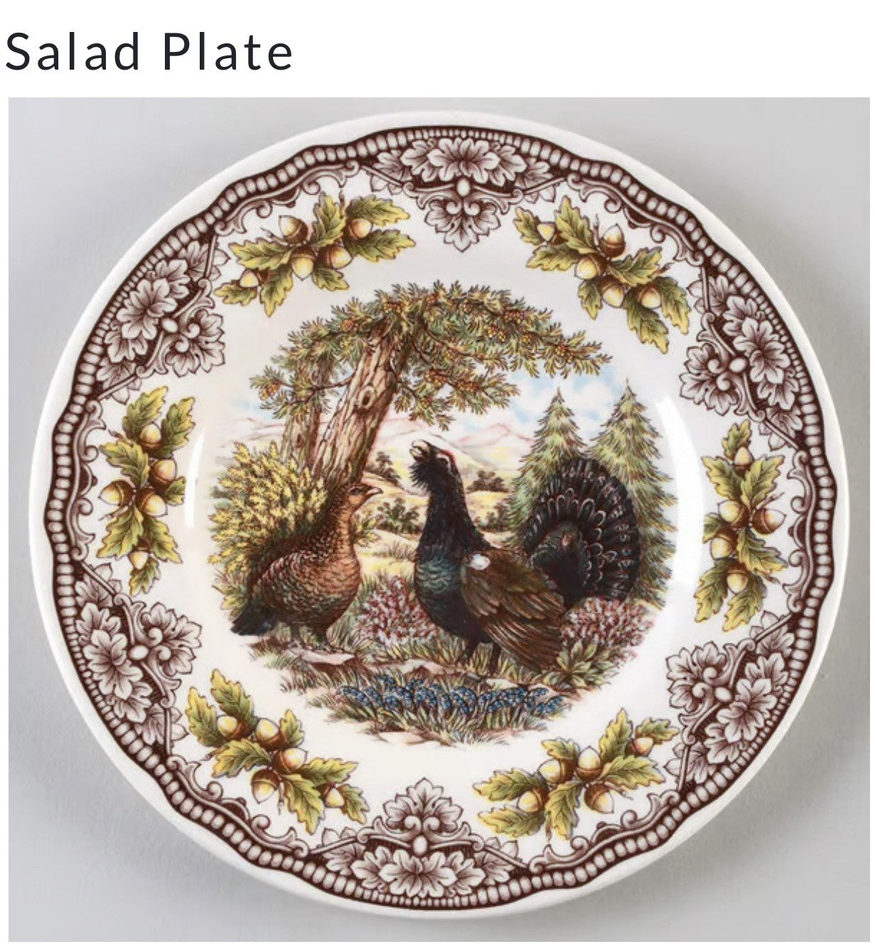 Homeland by Victorian English Pottery- Royal Stafford  Capercaillie Salad plate
