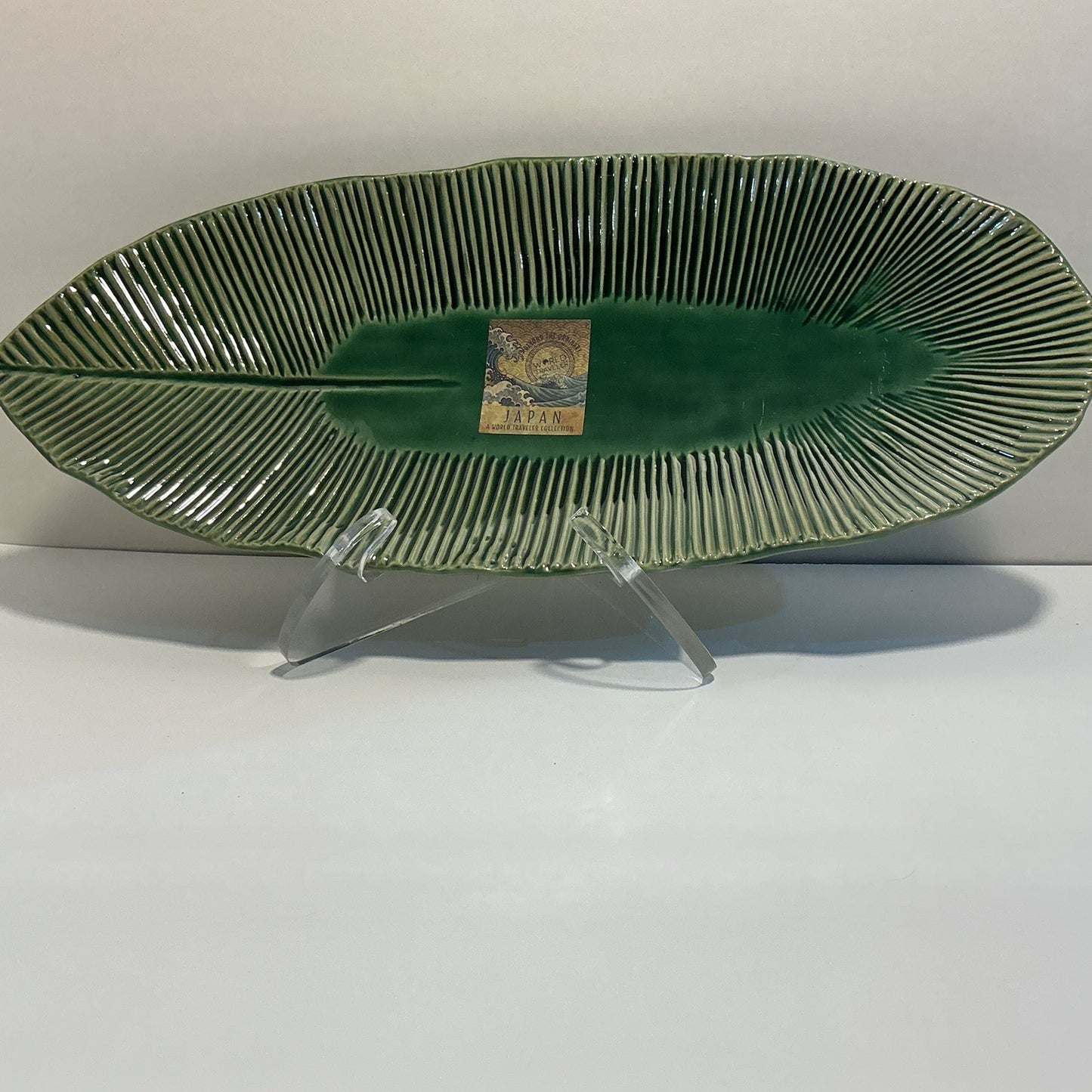 Banana Leaf Platter Green 12.3/4” Long 5”wide Made In Japan/world Traveler