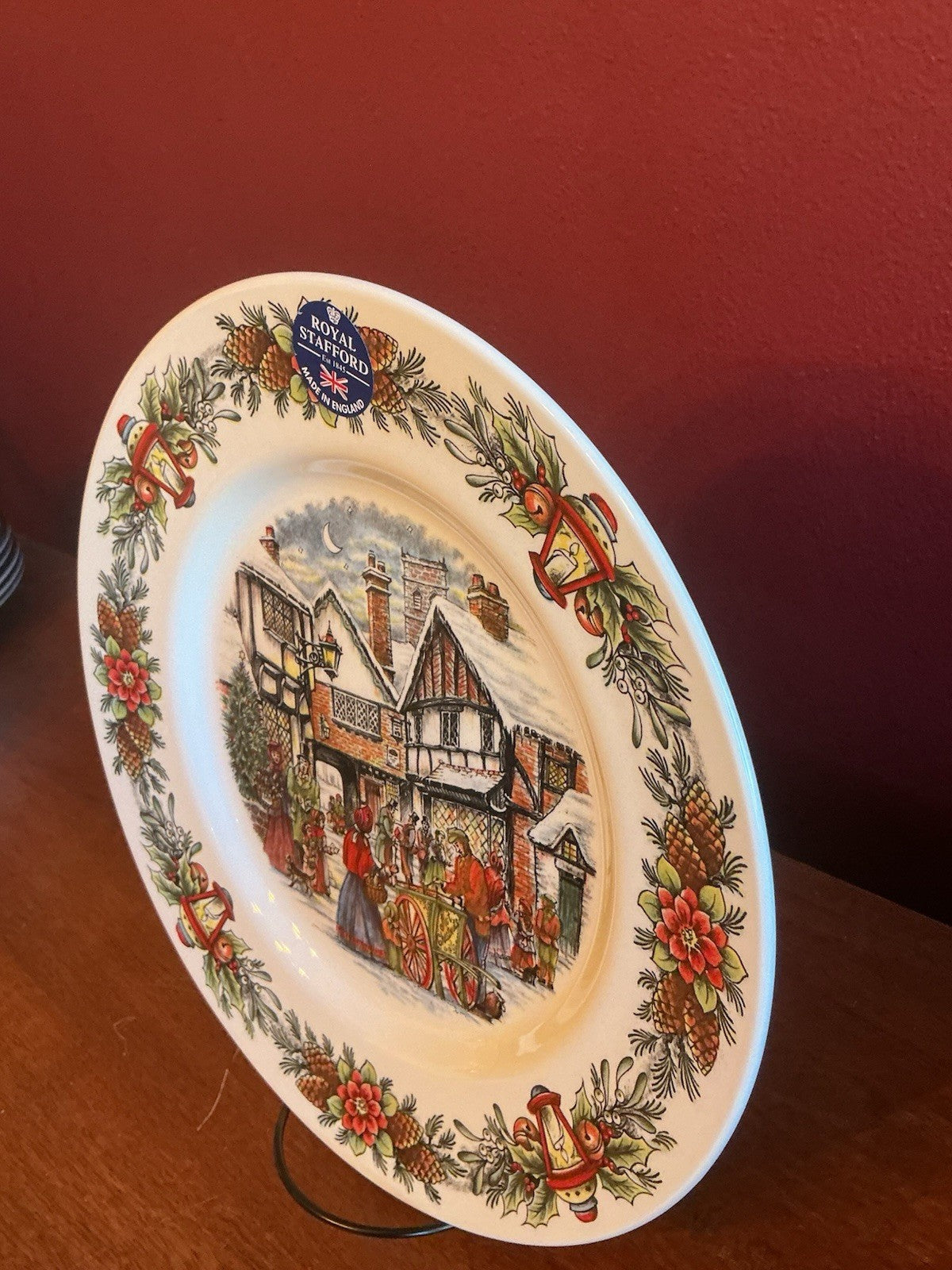 Royal Stafford Hot Chestnut Seller Christmas Dinner Plates 11”