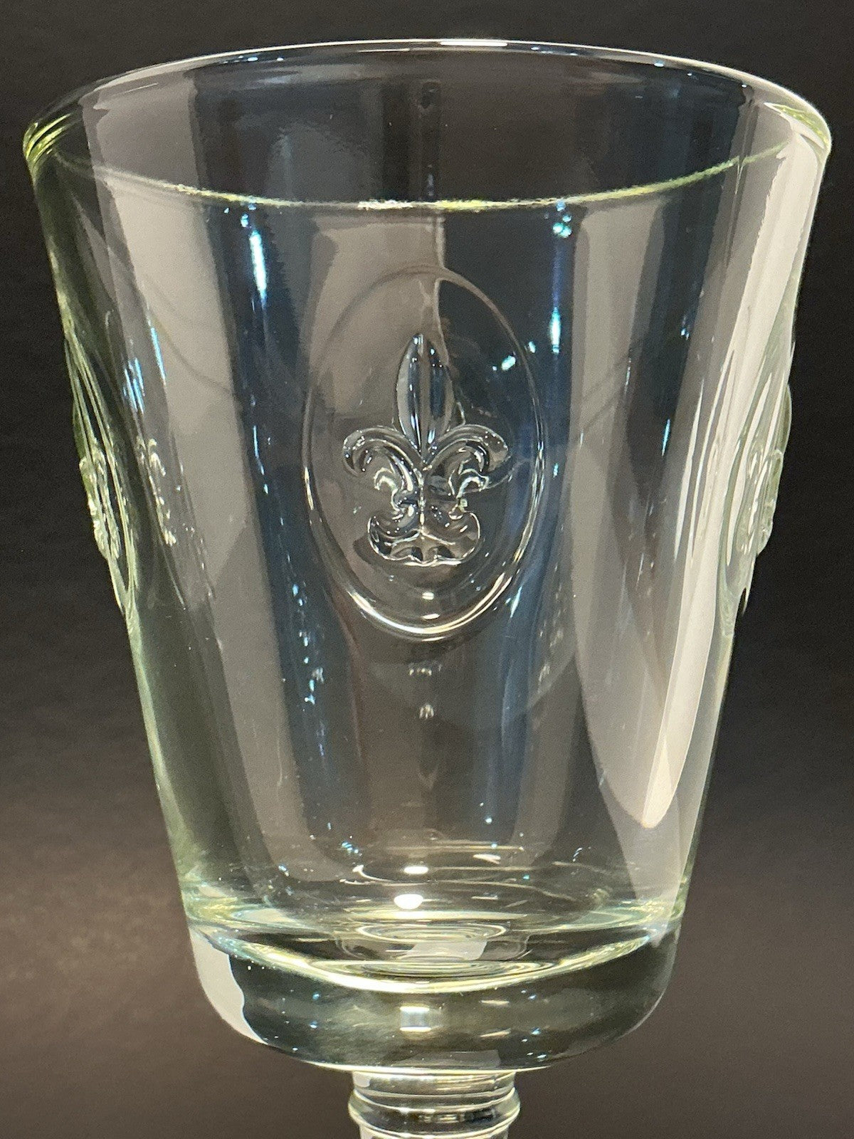 La Rochère Fleur de Lis Wine Glass Clear with Yellow Tint Made In France