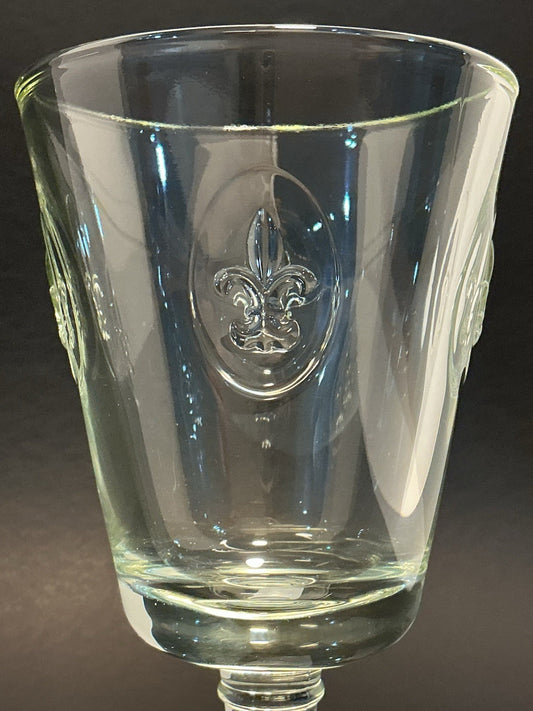 La Rochère Fleur de Lis Wine Glass Clear with Yellow Tint Made In France