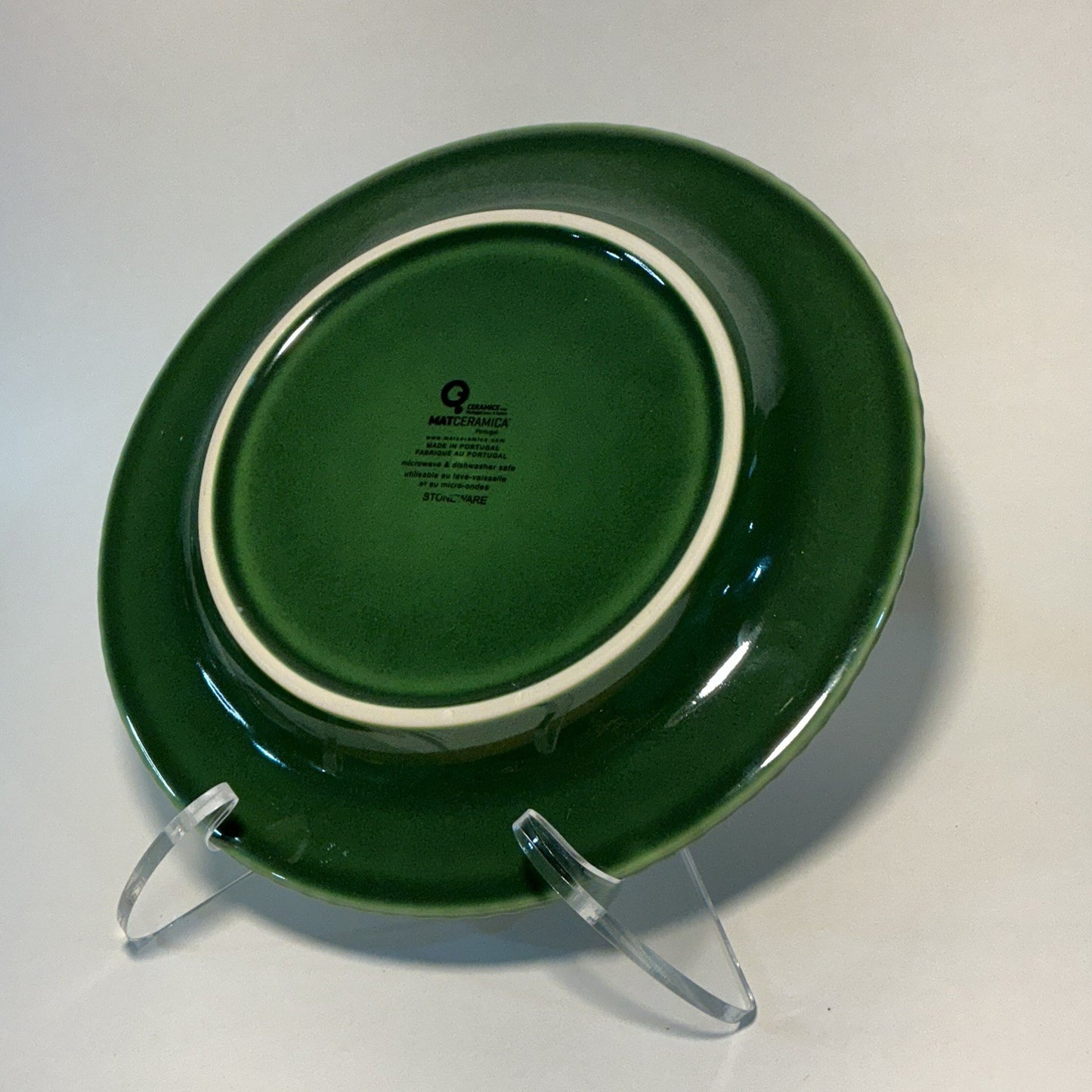 Matceramica Stoneware Portugal Dark Green Beaded Edge 9" Salad  plate