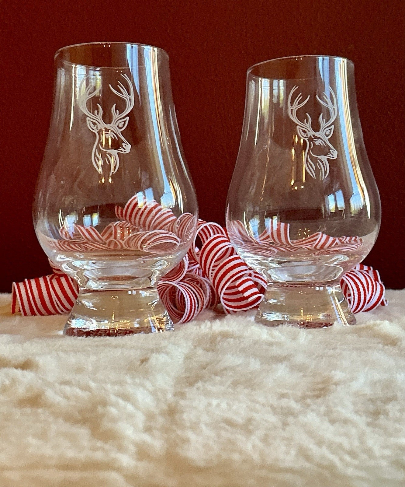 Set Of 2 Glencairn Whiskey Tasting Glasses Deer Head