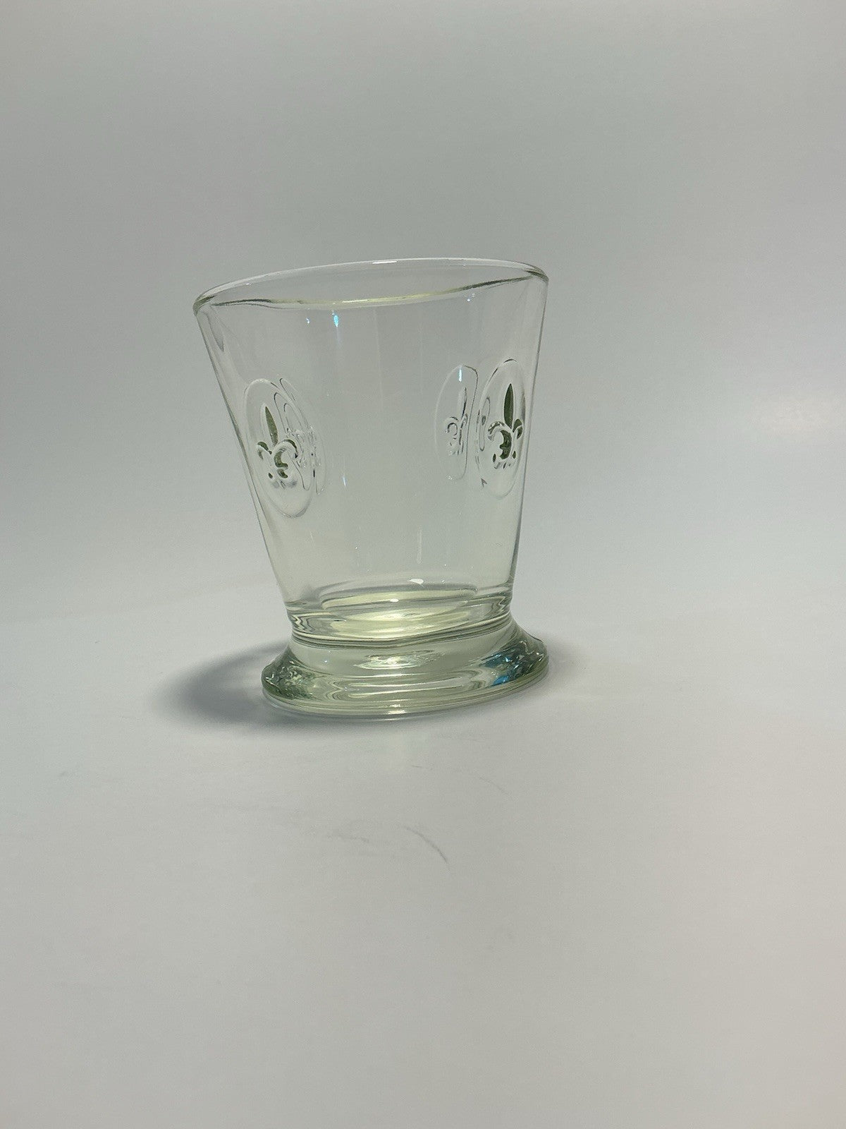 La Rochère France Fleur-De-Lis Tumbler 4” Clear Glass Cup EUC Embossed
