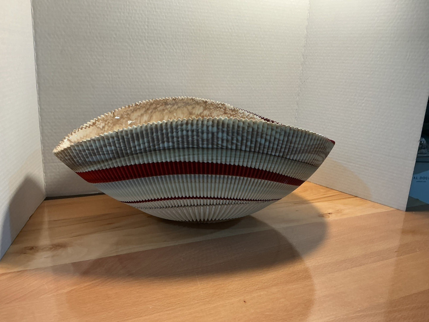 Yalos Murano  18.5 inches Iridescent Glass Abalone Mother of Pearl Folded Bowl